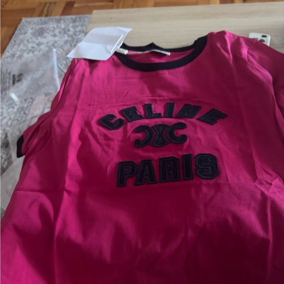 Celine Kids Fuchsia Tee with Black Accents - Picture 1 of 1